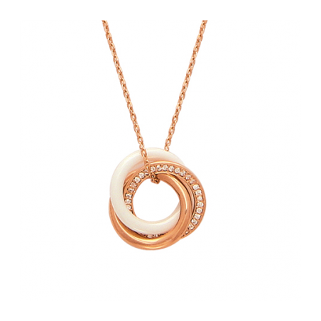 Collier Élena – Plaqué or rose 18 carats, zirconium et céramique blanche