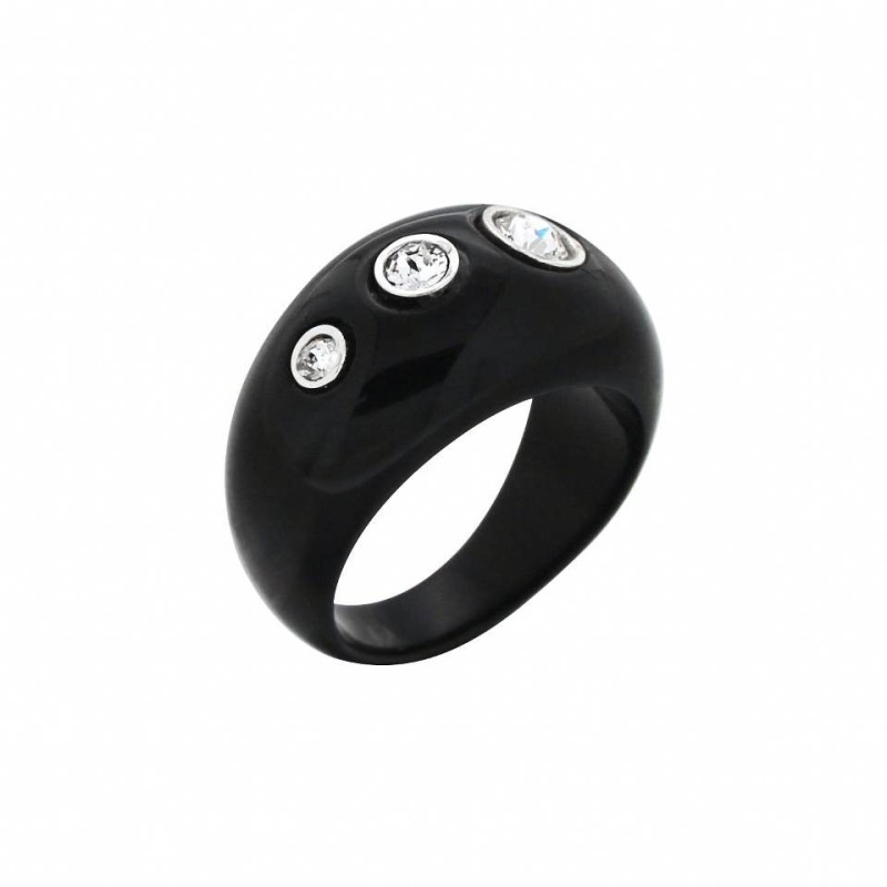 Bague tendance noire en argent, cristal de Swarovski®, Shangai Bague tendance noire en argent, cristal de Swarovski®, Shangai