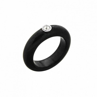 Bague femme, anneau noir & cristal de Swarovski, Zoé Bijoux - Philippines - Lyn&Or Bijoux