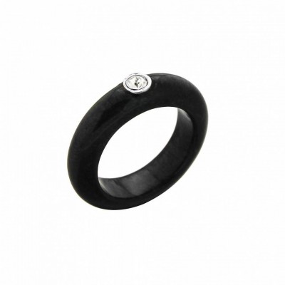 Bague Swarovski femme sur anneau noir, Zoé Bijoux