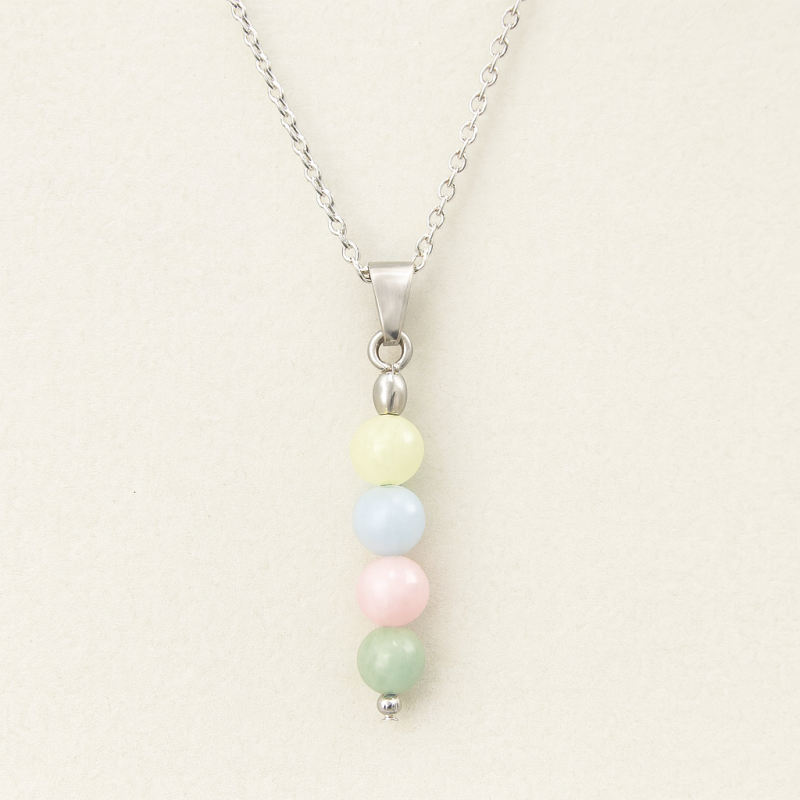 Collier Pastelia – Agate morganite pastel & acier argenté par Créalyn
