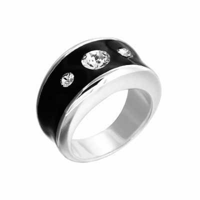 Bague noire, argent et Swarovski Zoé Bijoux pour femme - Manille - Lyn&Or Bijoux