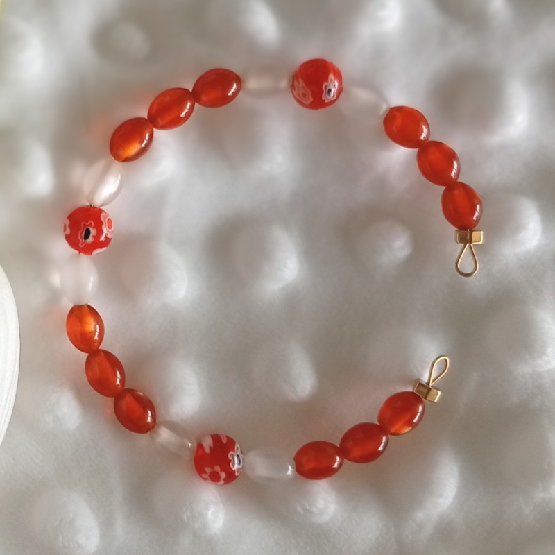 Bracelet Murano Sole – Perles de Murano Orange & Blanc | Bijou de Créateur