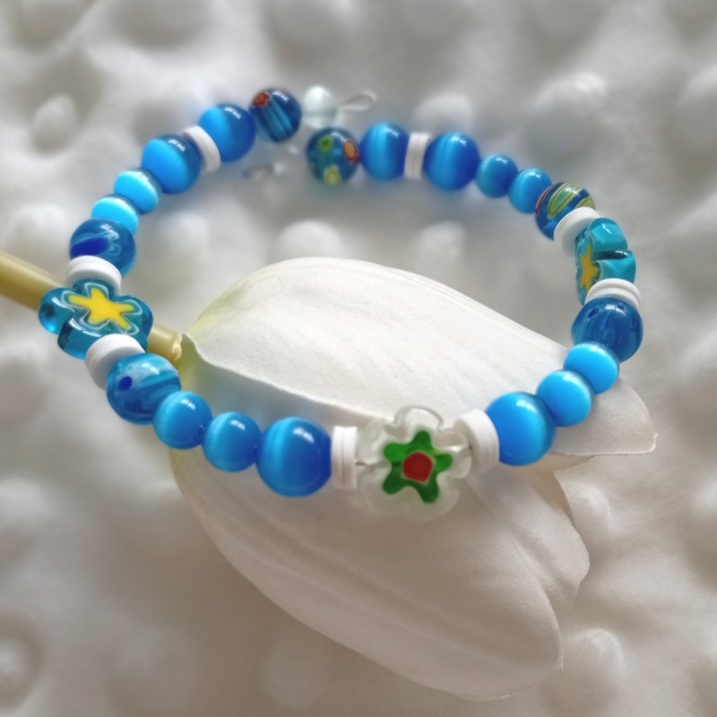 Bracelet Azzura – Fraîcheur estivale en verre de Murano, signé Créalyn