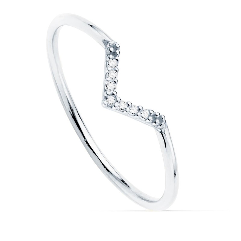 Bague femme, Or blanc et diamants 0,035 cts - Trya