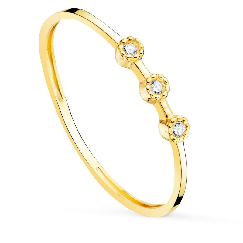 Bague femme, Or jaune et 3 diamants 0,024 cts - Estina