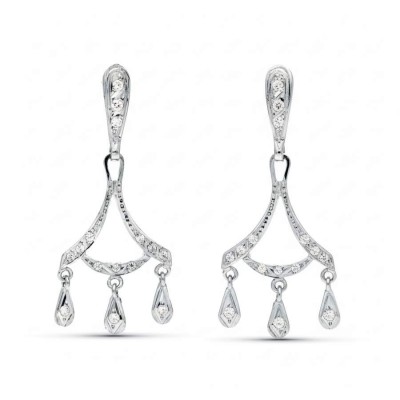 Boucles d'oreilles pendante en or blanc 18 carats - Elise