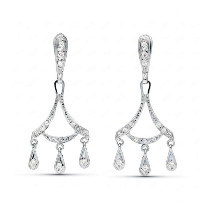 Boucles d'oreilles pendante en or blanc 18 carats - Elise