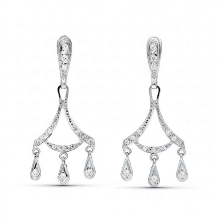 Boucles d'oreilles pendante en or blanc 18 carats - Elise