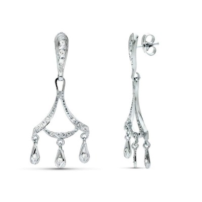 Boucles d'oreilles or blanc & zircone | Élise - Élégance raffinée