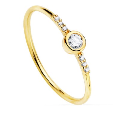 Bague Astria or jaune 18K et diamants, pierre centrale diamant blanc brillant