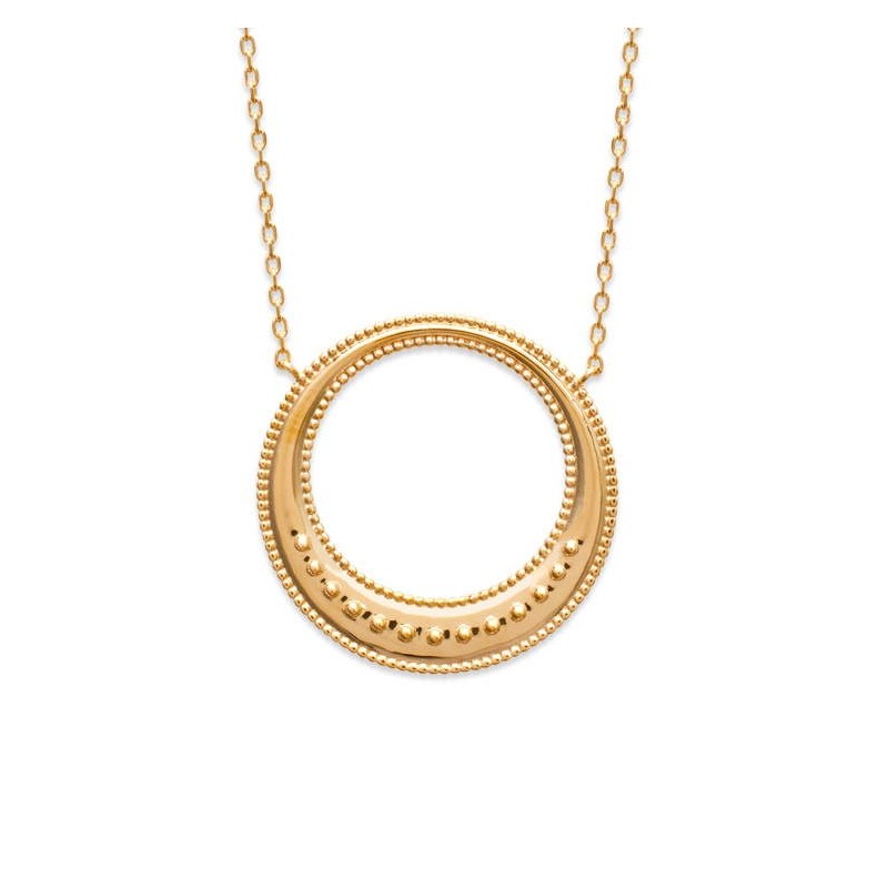 Collier Apolline - L'aura solaire en plaqué or. Chaine 45 cm et pendentif cercle doré