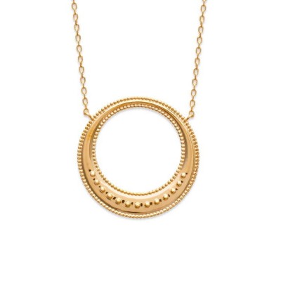 collier femme en plaqué or avec pendentif rond ajouré