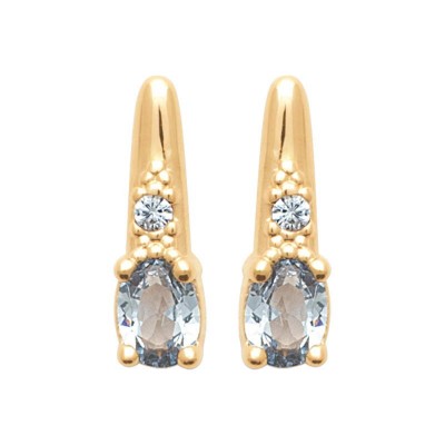 Boucles d'oreilles femme en plaqué or & aigue-marine synthétique - Dina
