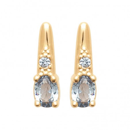 Boucles d'oreilles femme en plaqué or & aigue-marine synthétique - Dina