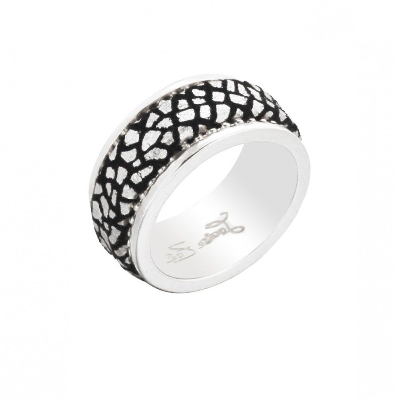 bague tendance en argent 925 et cuir Louise Zoé, Nina bague tendance en argent 925 et cuir Louise Zoé, Nina