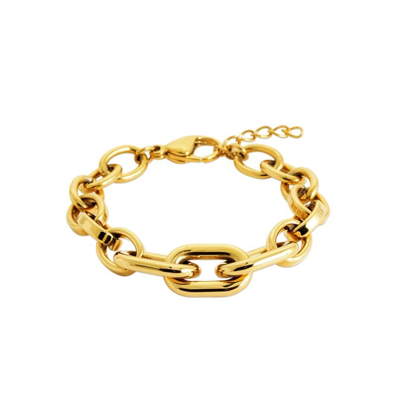 Bracelet maille oversized en acier PVD Doré - Sygma