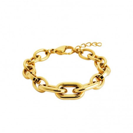 Bracelet maille oversized en acier PVD Doré - Sygma