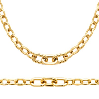 Parure « Sygma » — Collier + Bracelet oversize en acier inoxydable PVD doré