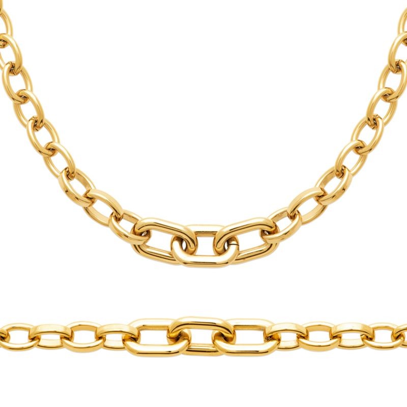 Parure « Sygma » — Collier + Bracelet oversize en acier inoxydable PVD doré