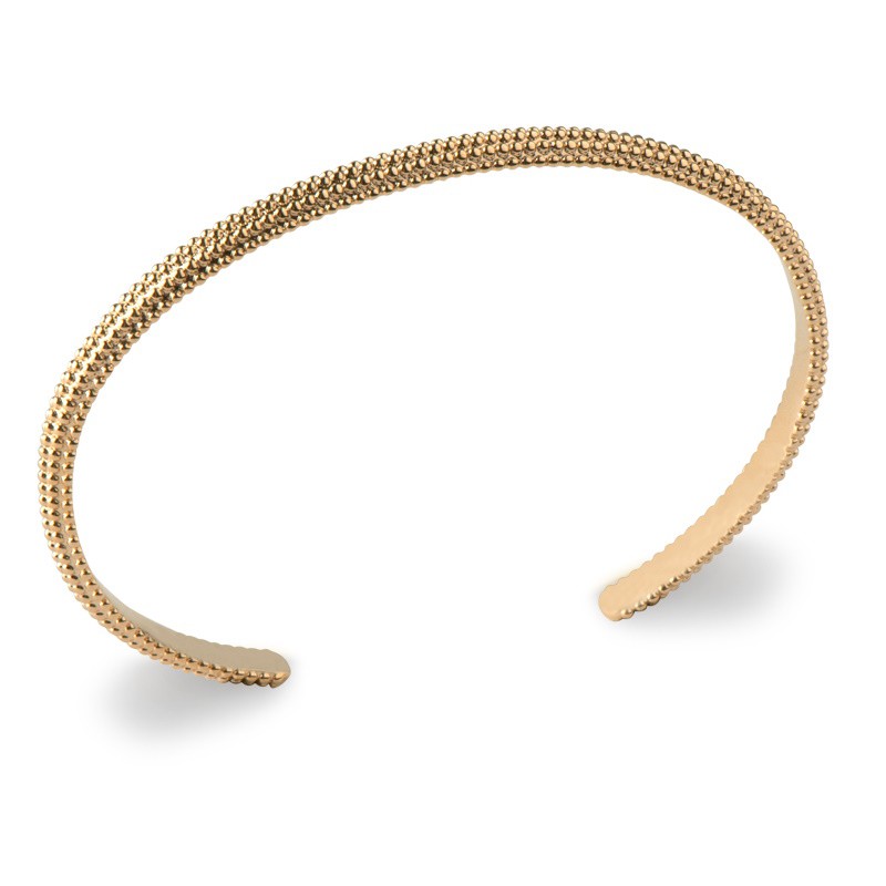 Bracelet jonc rigide, motif tressé en plaqué or pour femme - Naoma