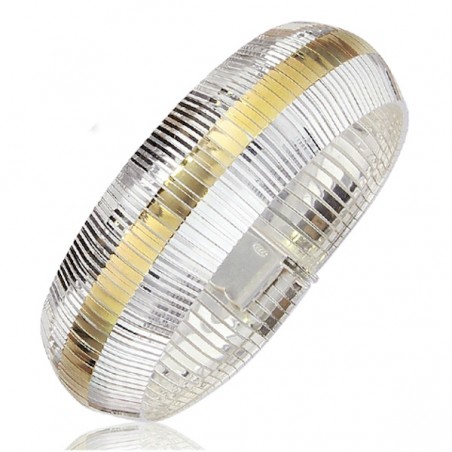 Bracelet manchette femme, argent bicolore - Night Sine, disco Bracelet manchette femme, argent bicolore - Night Sine, disco