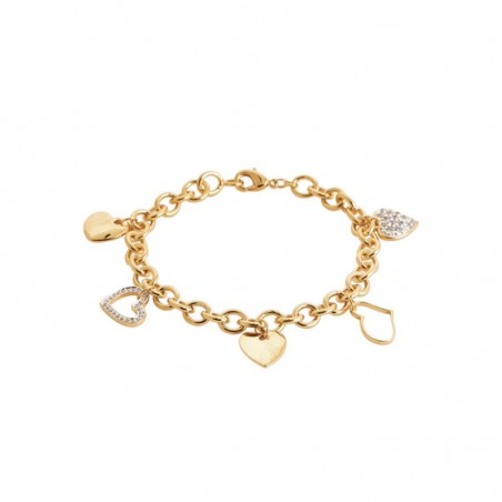 Bracelet breloques coeurs précieux - Plaqué or & zircons