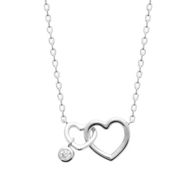 Collier Cœurs Entrelacés, Argent rhodié 925 & zircon - Scala