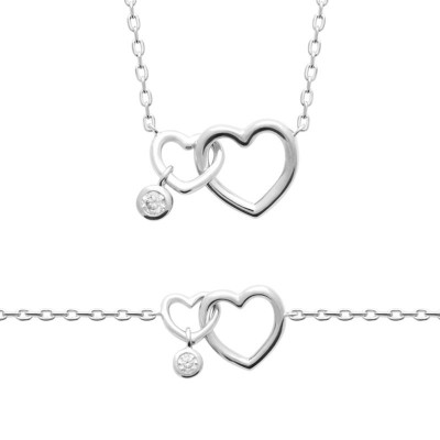 Parure Scala – Collier & bracelet Cœurs Entrelacés en argent 925