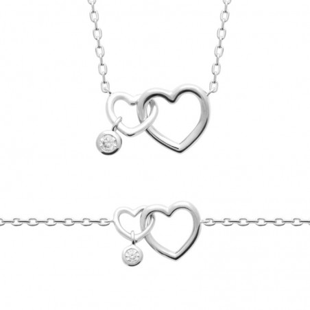 Parure Scala – Collier & bracelet Cœurs Entrelacés en argent 925