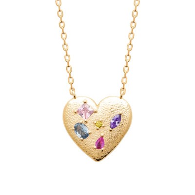 Collier Cœur Pop – Plaqué or 18 carats & zircones multicolores