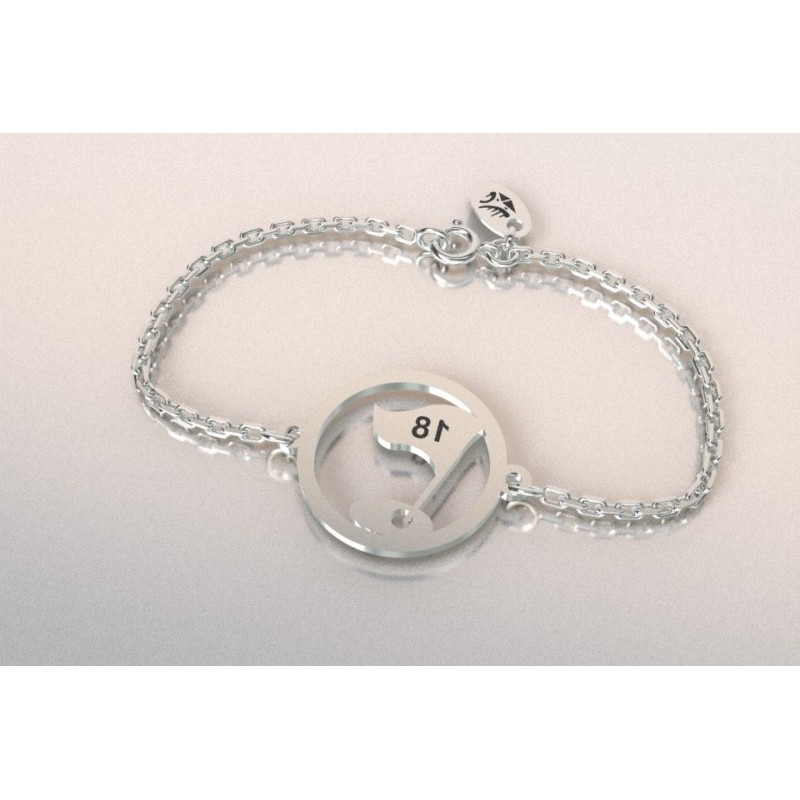 Bracelet créateur original drapeau 18 en argent 925 Bracelet créateur original drapeau 18 en argent 925