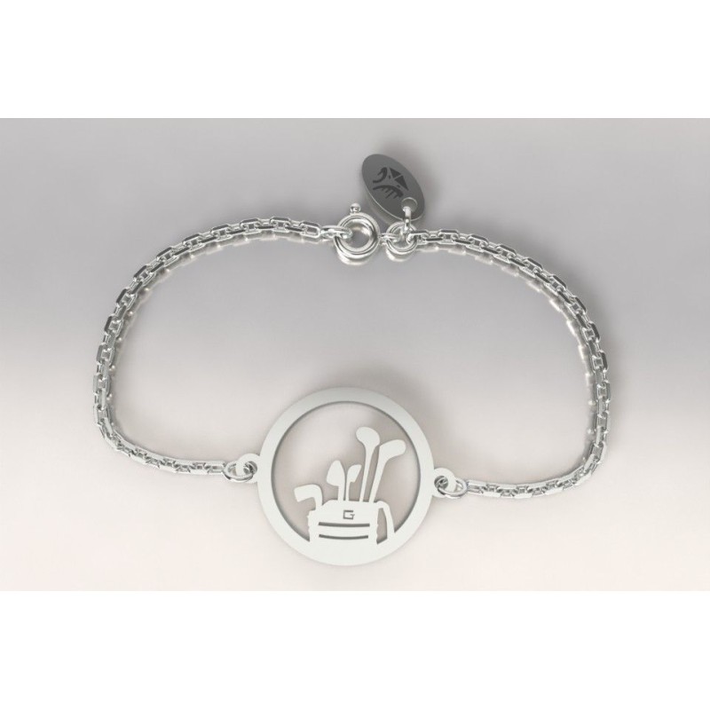 Bracelet créateur original sac de golf et clubs en argent Bracelet créateur original sac de golf et clubs en argent