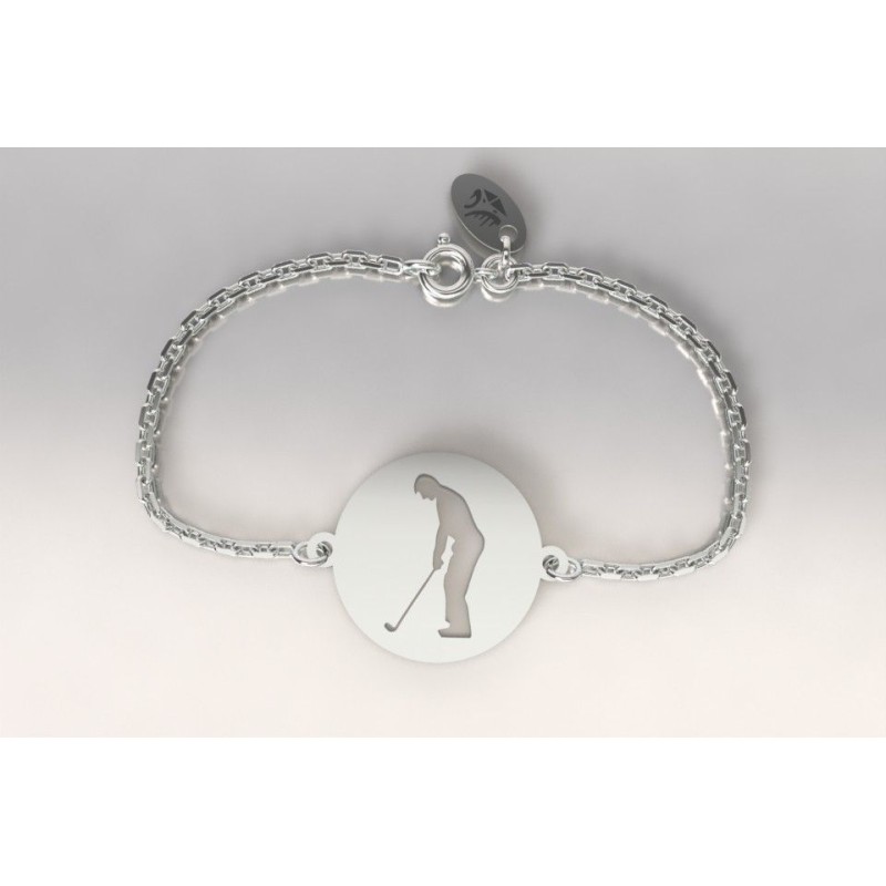 Bracelet créateur en argent pour femme - Golfeur à l'adresse