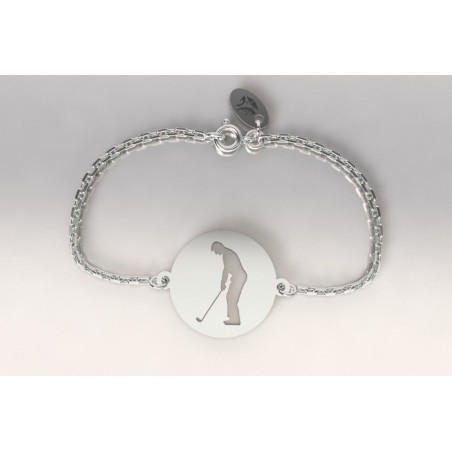 Bracelet créateur en argent pour femme - Golfeur à l'adresse Bracelet créateur en argent pour femme - Golfeur à l'adresse