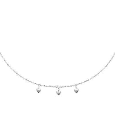 Collier femme en argent rhodié, 3 pendentifs coeur - Élise