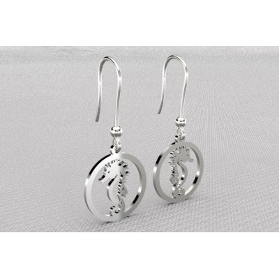 Boucles d'oreille créateur pour femme - Hippocampe - Lyn&Or Bijoux