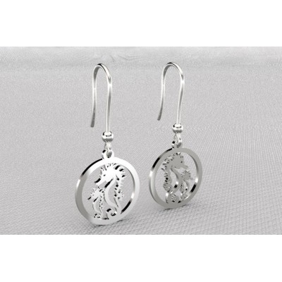 Boucles d'oreille créateur argent pour femme - 2 Hippocampes - Lyn&Or Bijoux