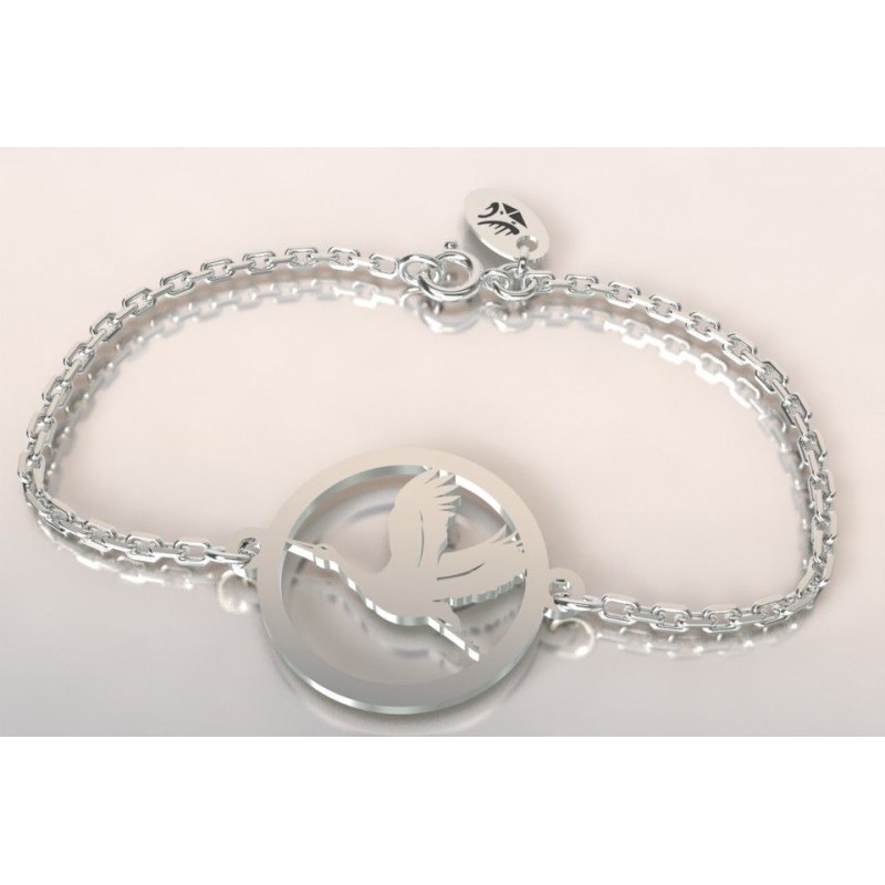 Bracelet créateur original Cigogne vol en argent 925 Bracelet créateur original Cigogne vol en argent 925