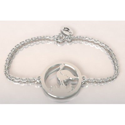 Bracelet en argent pour femme - Cigogne dans son nid - Lyn&Or Bijoux