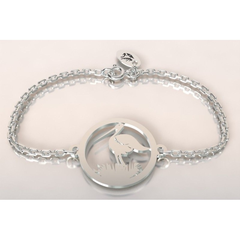 Bracelet créateur original Cigogne dans son nid en argent Bracelet créateur original Cigogne dans son nid en argent