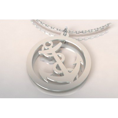 Collier de créateur en argent pour femme - Ancre marine - Lyn&Or Bijoux