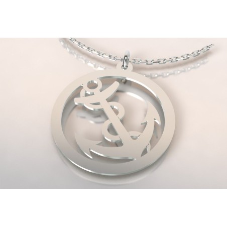 Collier de créateur en argent pour femme - Ancre marine - Lyn&Or Bijoux
