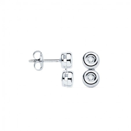 Boucles d'oreilles minimalistes, or blanc et diamant véritable - Taïssa