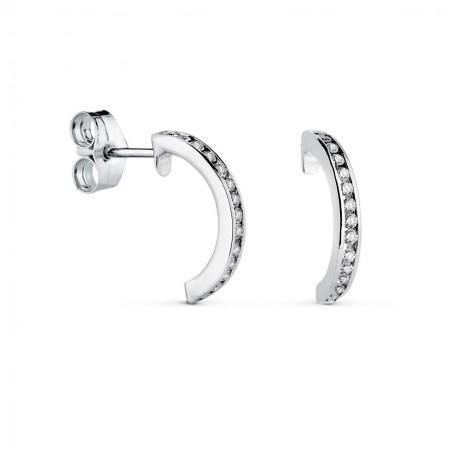 Boucles en demi-créoles, or blanc parsemées de 28 diamants - Ysée