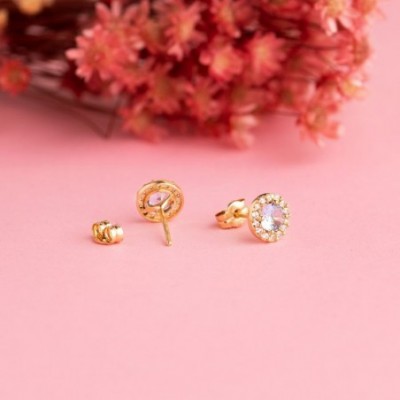 Clous Agatha or jaune 18 carats pierre aigue-marine centrale