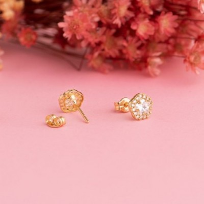 Clous Epyna fleur or jaune 18 carats pierre centrale brillante
