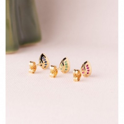 boucles d'oreilles femme or et vert