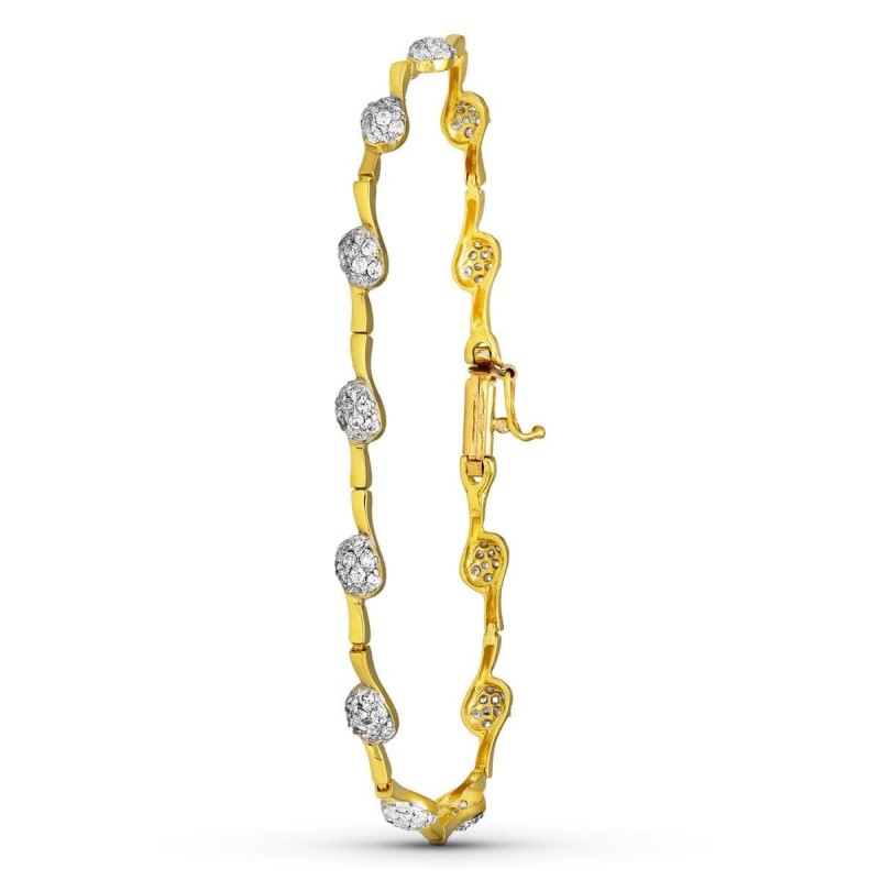 Bracelet Sofia en or jaune 18 carats serti de zircons, design vague lumineux - Lyn&Or Bijoux