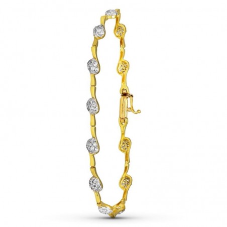 Bracelet Sofia en or jaune 18 carats serti de zircons, design vague lumineux - Lyn&Or Bijoux
